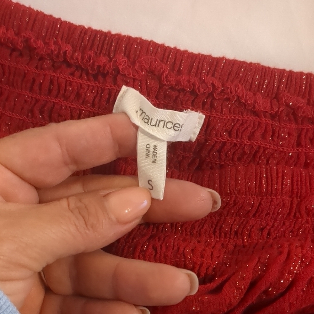 Red Off-Shoulder Top - Picture 2 of 3